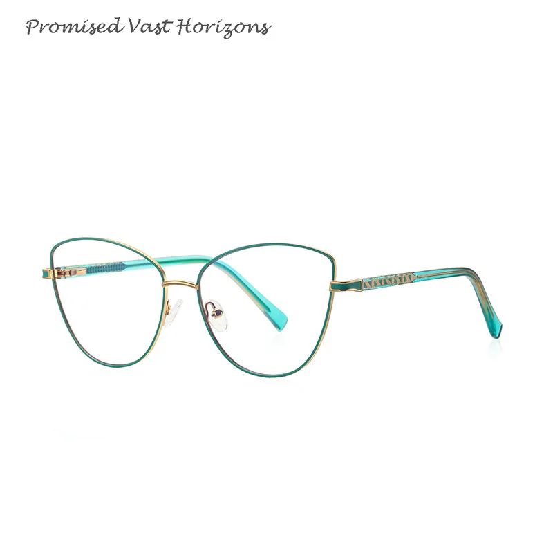 

Big Size Cat Eye Glasses Design CP Needle Streamline Two-color Spot Paint Blue Light Blocking Plano Lens Ins Eyeglasses Frame