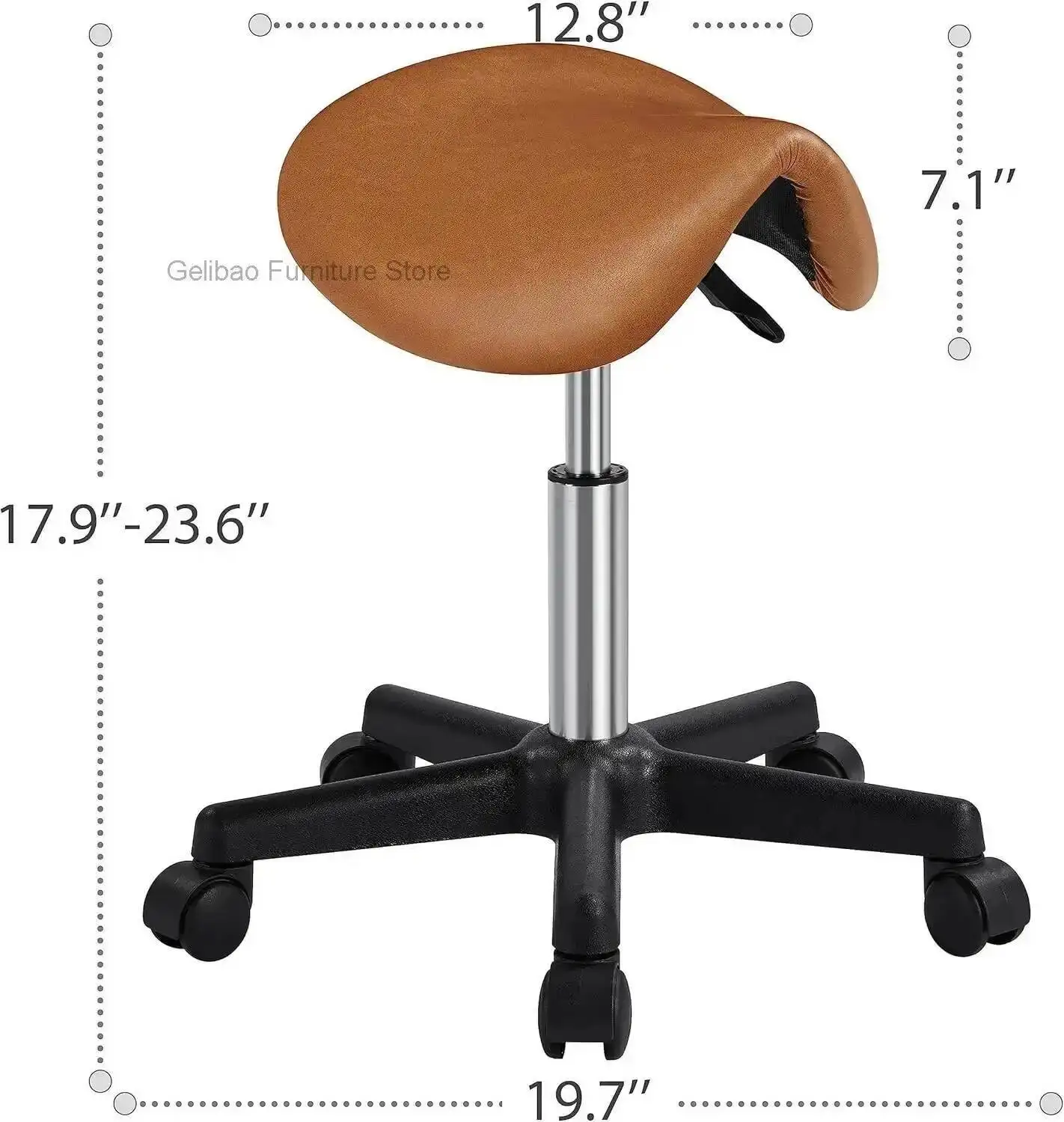 with Saddle Chair Stool Wheels Swivel Rolling Adjustable Stool for Hair Stylist/Lash Tech PU Leather Tattoo Massage Chair