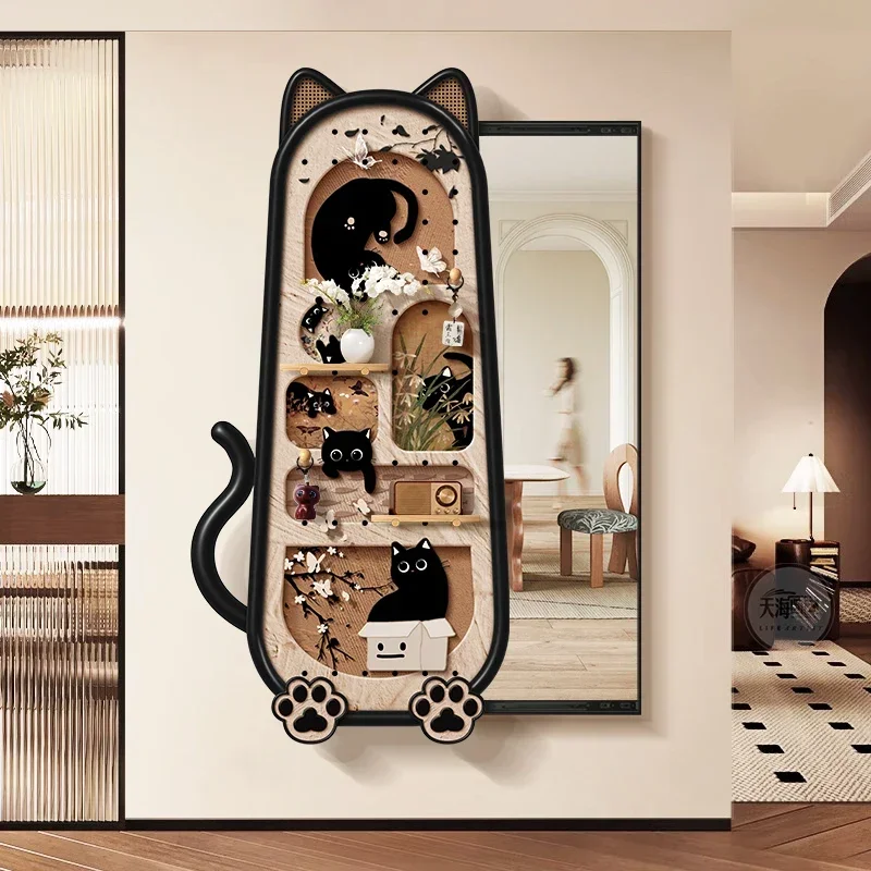

Medieval cats can close the hole plate full-body mirror entrance decorative painting hidden dressing mirror invisible