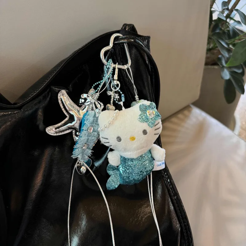 

Sanrio Bee Series Hello Kitty, милая милая кукла, сумка из бисера, кулон, синяя морская звезда, Русалка, котенок, изысканное подвесное украшение для девочек