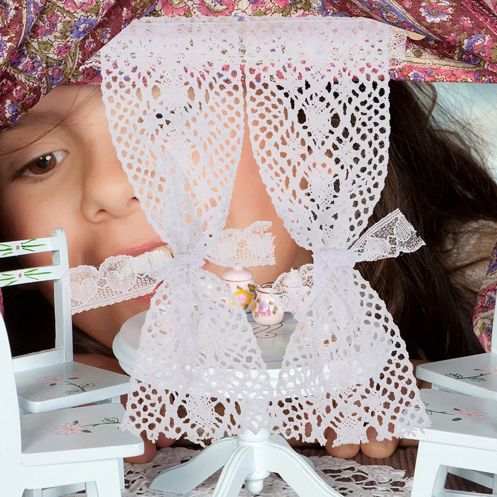 

2 шт. миниатюрных кружевных шторок для миниатюрного дома, мини-занавески для окон, аксессуары для украшения маленьких комнат, реквизит для рукоделия