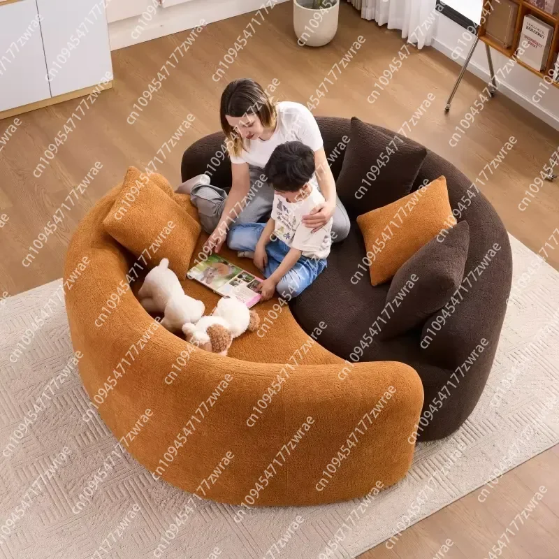 Modern Cloud S-Curved Chenille Sectional Orange No Assembly Dual-Depth Minimalist Sofa for Living Room