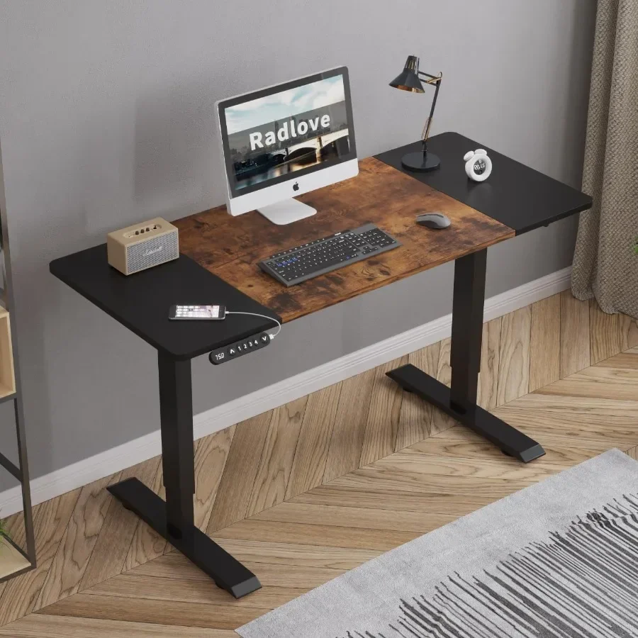 Electric Height Adjustable Standing Desk, 55 x 24 Inches Sit Stand up Workstation, Splice Board Memory Computer Table Ergonomic