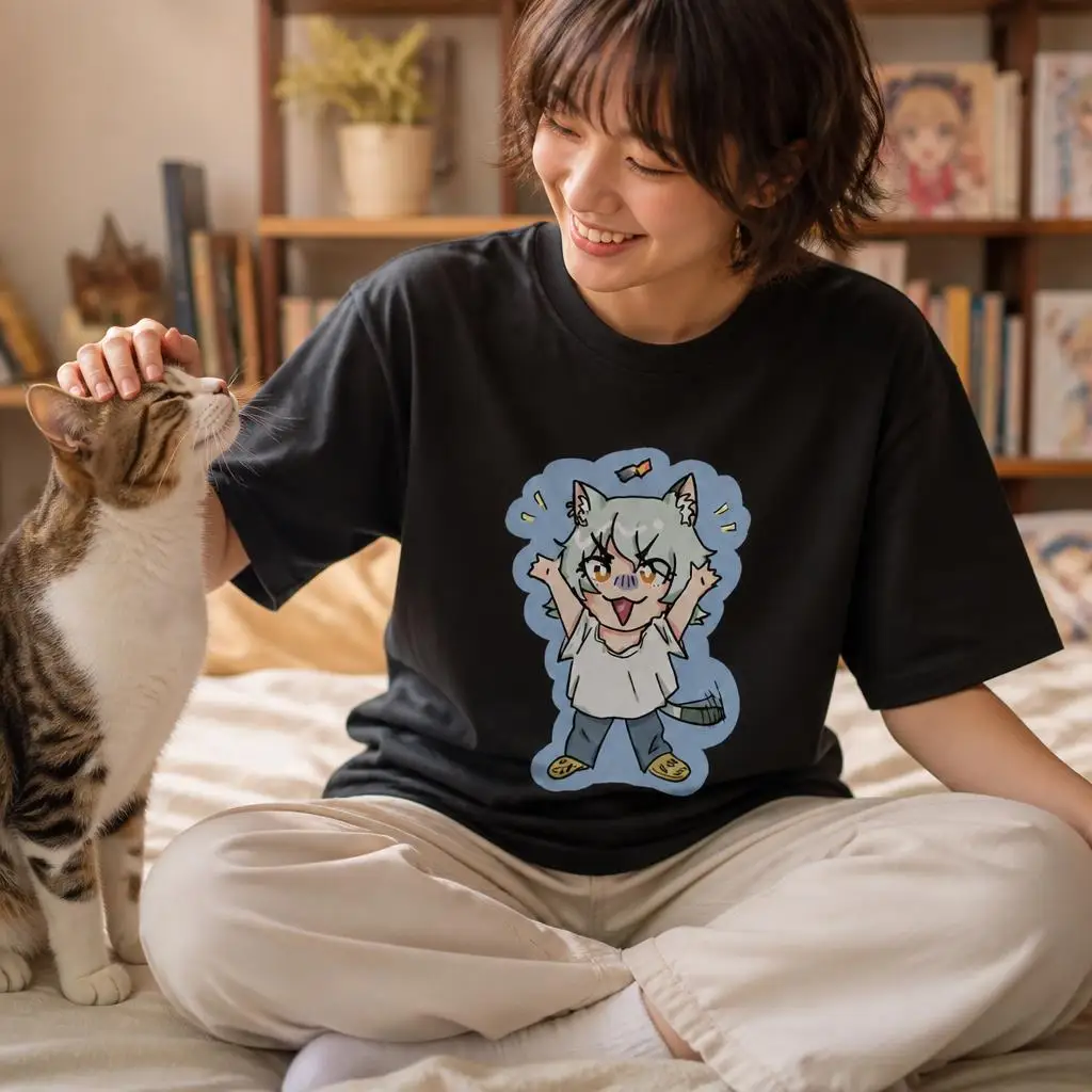Lucky Beastfolk Magnet Chainsmoker Cat Men T Shirt 100% Cotton Clothing Fun Short Sleeve Tee Gift T-Shirts
