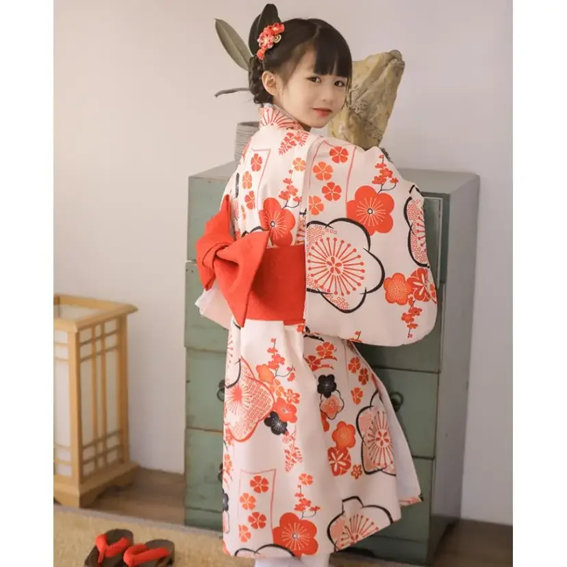 

Children Stage Performance Costume Infant Yukata Asian Clothes A2482 Girl's Japanese Style Kimono Prints Retro Kawaii Robe