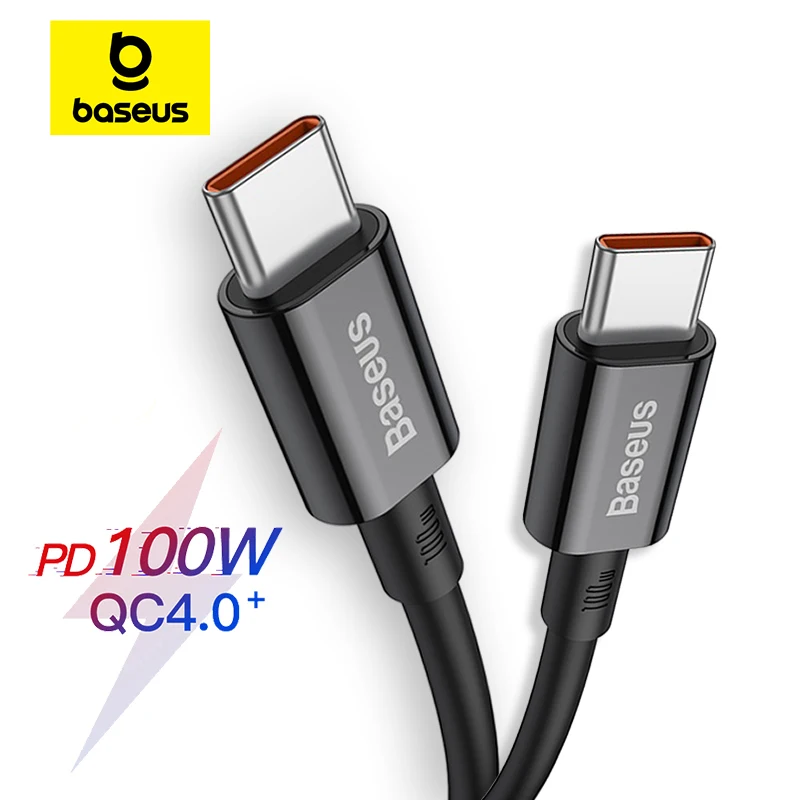 Baseus-Cabo USB Tipo C para MacBook Pro, Carregamento Rápido 4.0, Carregamento Rápido para iPad, Samsung, Xiaomi, iPhone 15 Plus, 100W