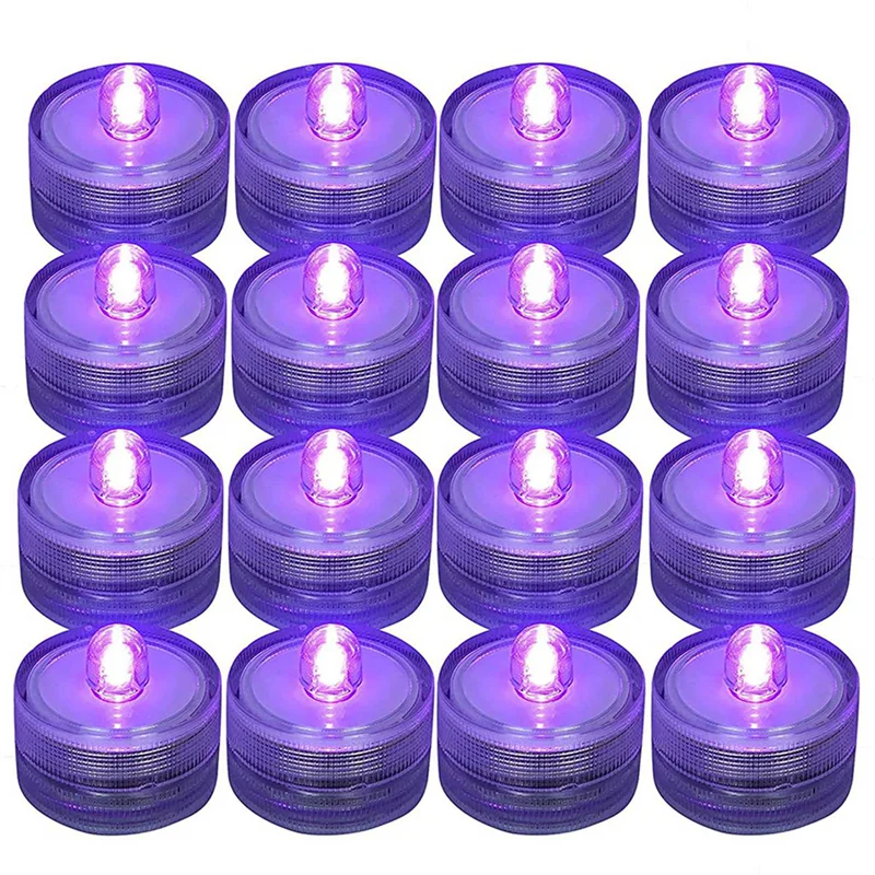 

36Pcs Submersible LED Light,Purple Waterproof Flameless Candle Tea Lights,Underwater Battery Operated Seasonal Festival-AT30