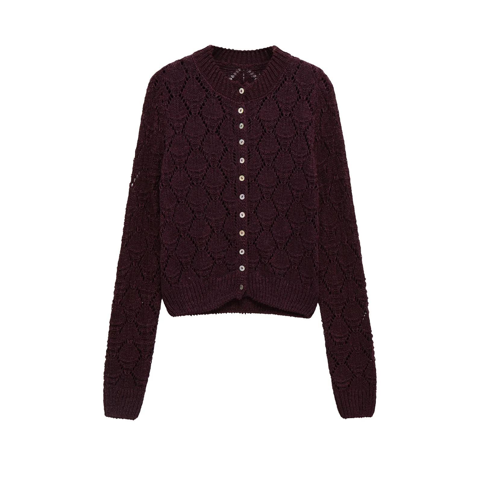 

Korejepo New Women Cardigan Clothing European and American Style Fashionable Simple Jacquard Mesh Knitted Jacket