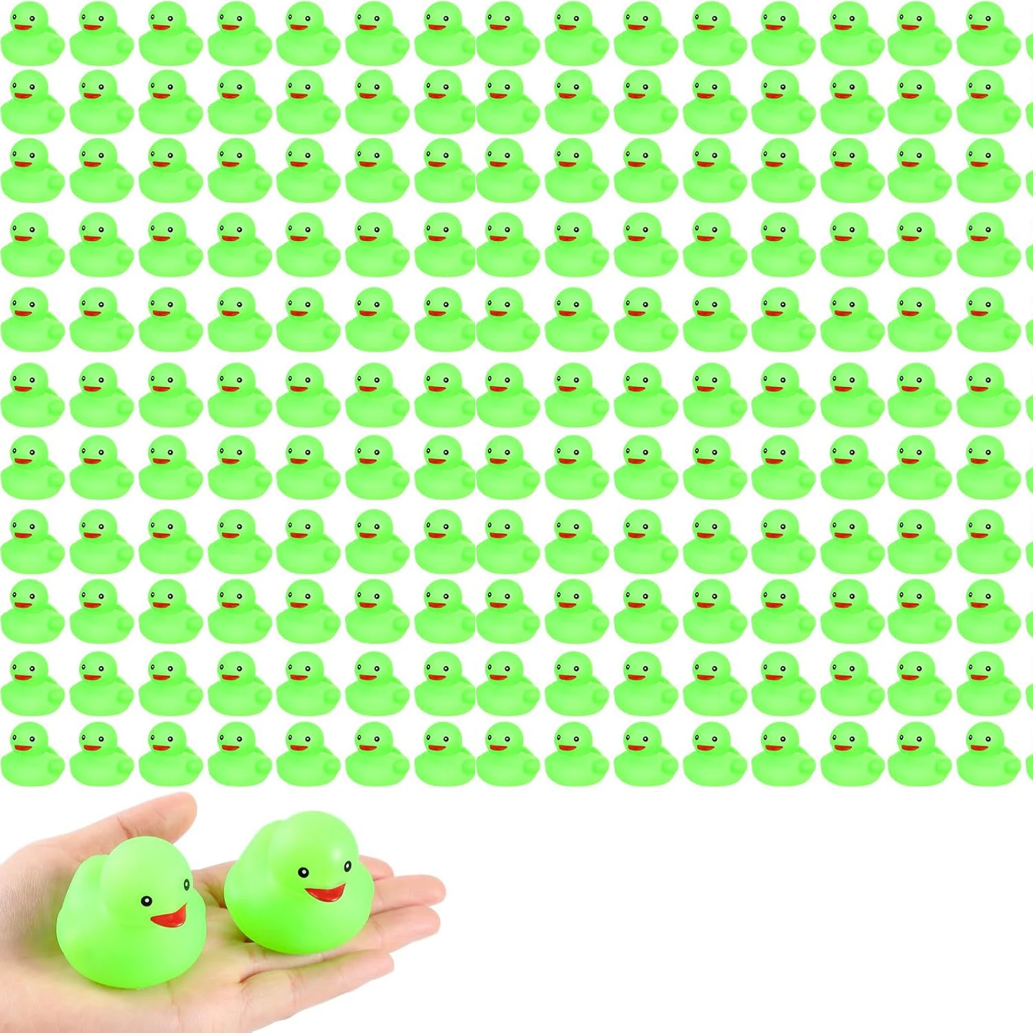 

6/12/24 pcs green Rubber Ducks in Bulk Small Duck Gift Bathtub Toys for Holiday Cruise Birthday Party Favor