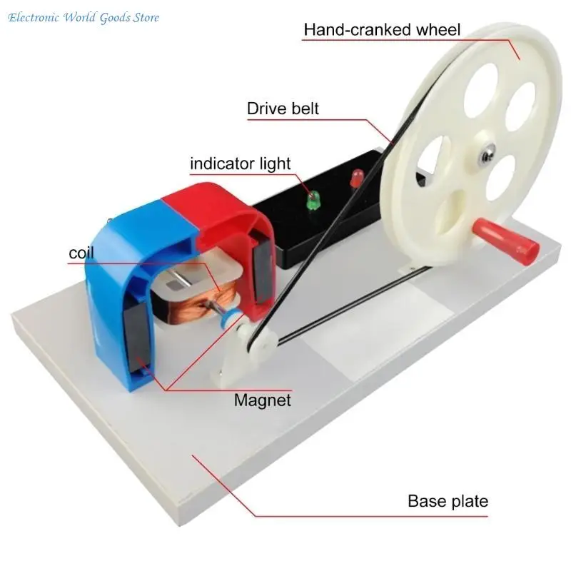 A3PD Hand Crank AC and D-C Generator for Middle & High School Electricity Experiment, Physics Laboratory Hand Crank Generator