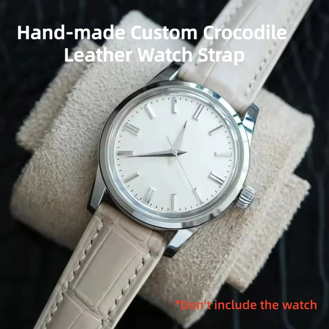 Fit For Grand Seiko Handmake Genuine Alligator Belly Leather Watch Strap 19mm 20mm 21mm 22mm Custom Watch Band