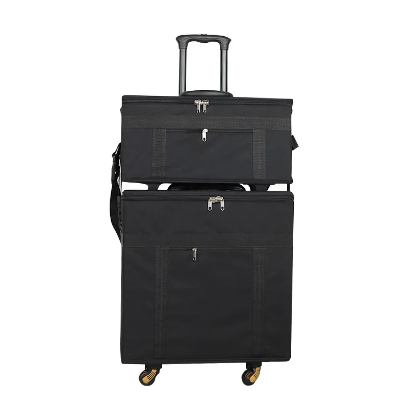 Black Oxford Cloth 2 Layers Superimposed Optical Glasses Display Shelf Sample Storage Box