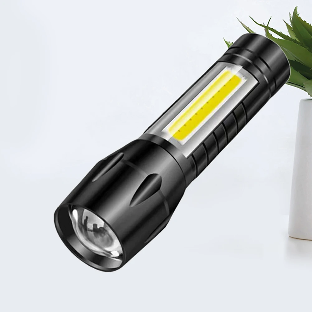1 قطعة LED قابلة للشحن مصباح يدوي قوي USB المحمولة التكبير الشعلة الصغيرة للتخييم في الهواء الطلق التنزه الصيد الاستخدام في حالات الطوارئ