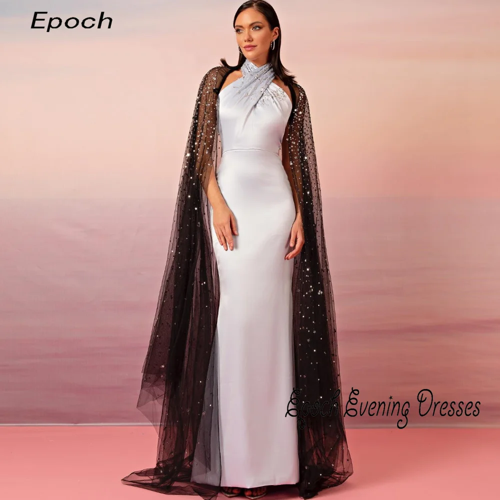 Epoch-vestido de noche con perlas largas para mujer, elegante chal Halter de Arabia, vestido de fiesta de cóctel púrpura Sexy, 2024