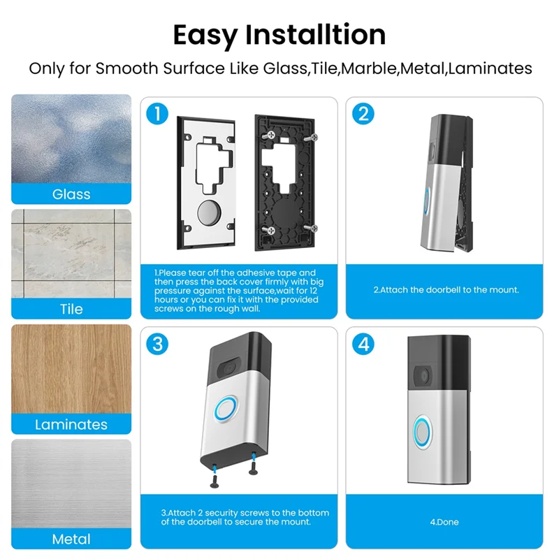 AT51-No-Drill Video Doorbell Mount For Ring Video Doorbell(2020 Release),Doorbell Mounting Holder Accessories