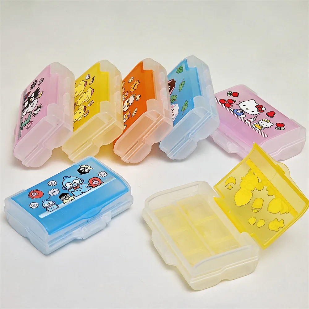 Caja de medicina de dibujos animados Kawaii Sanrio Hello Kitty Usahana, caja de almacenamiento de doble capa con conejitos de azúcar, regalos creativos
