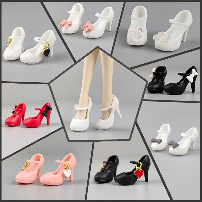 Zapatos de tacón alto para muñeca Barbie, sandalias de tacón alto para muñeca Blythe, zapatos de oficina para mujer, accesorios de plástico elegantes, Juguetes DIY, 1/6