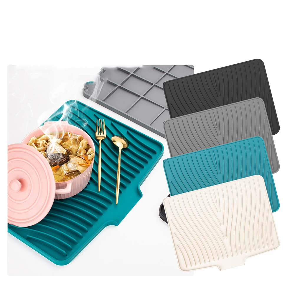 

1X Silicone Drain Pads Drying Mat Pots Dish Drain Mats For Kitchen Tableware Non-slip Mats Anti-scald Coaster Kitchen Utensils