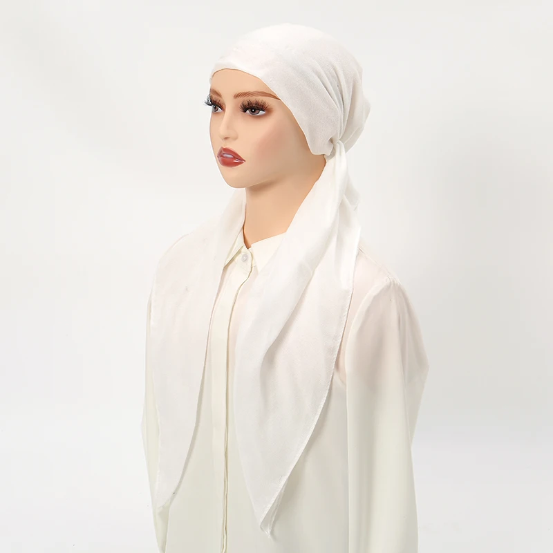 Muslim Hijabs for Women Thin Solid Color Cotton Linen Headband Head Wrapped Sweatshirt Cover Neck and Shoulders Elastic Cap