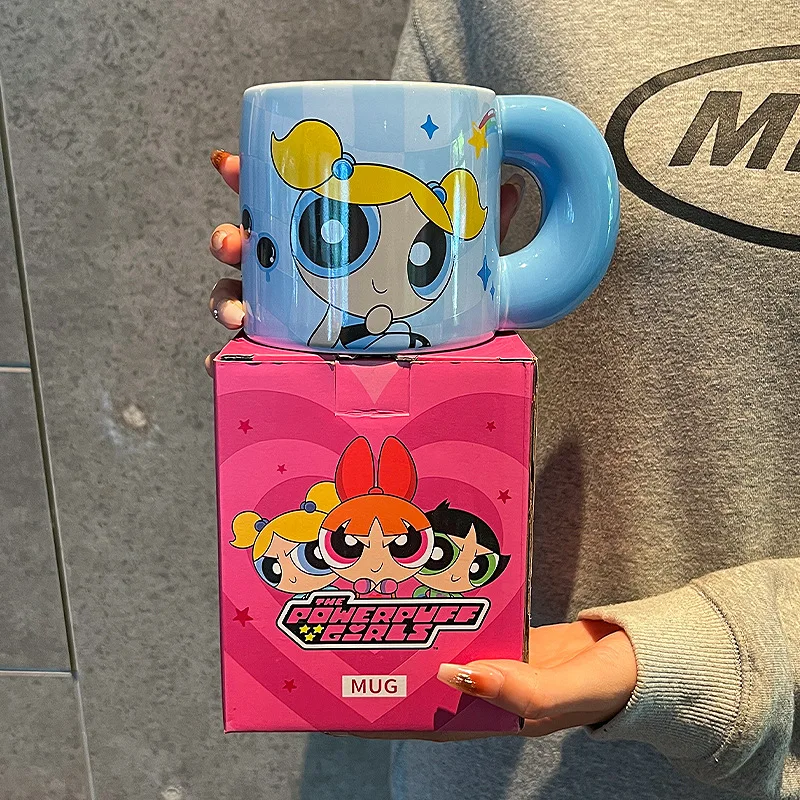 Buttercup Blossom Bubbles The Powerpuff Girls Cute Cartoon Water Cup Kawaii Mug Lovely Ceramic Coffee Cup Periphery Holiday Gift