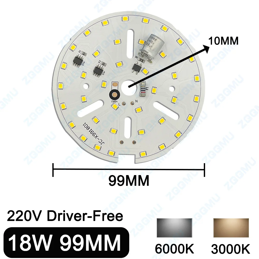 Chip LED 220V sin controlador 5W 7W 9W 15W 18W 24W bombilla 2835SMD lámpara redonda cuenta DOB AC220V bombilla Chip iluminación 3000-6000K dos