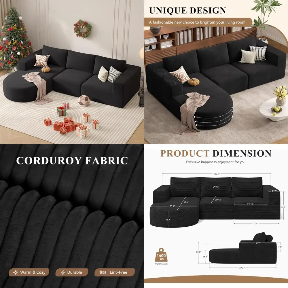 

contemporary l-shape chaise sofa sectional with cloud-like comfort and sleeper option