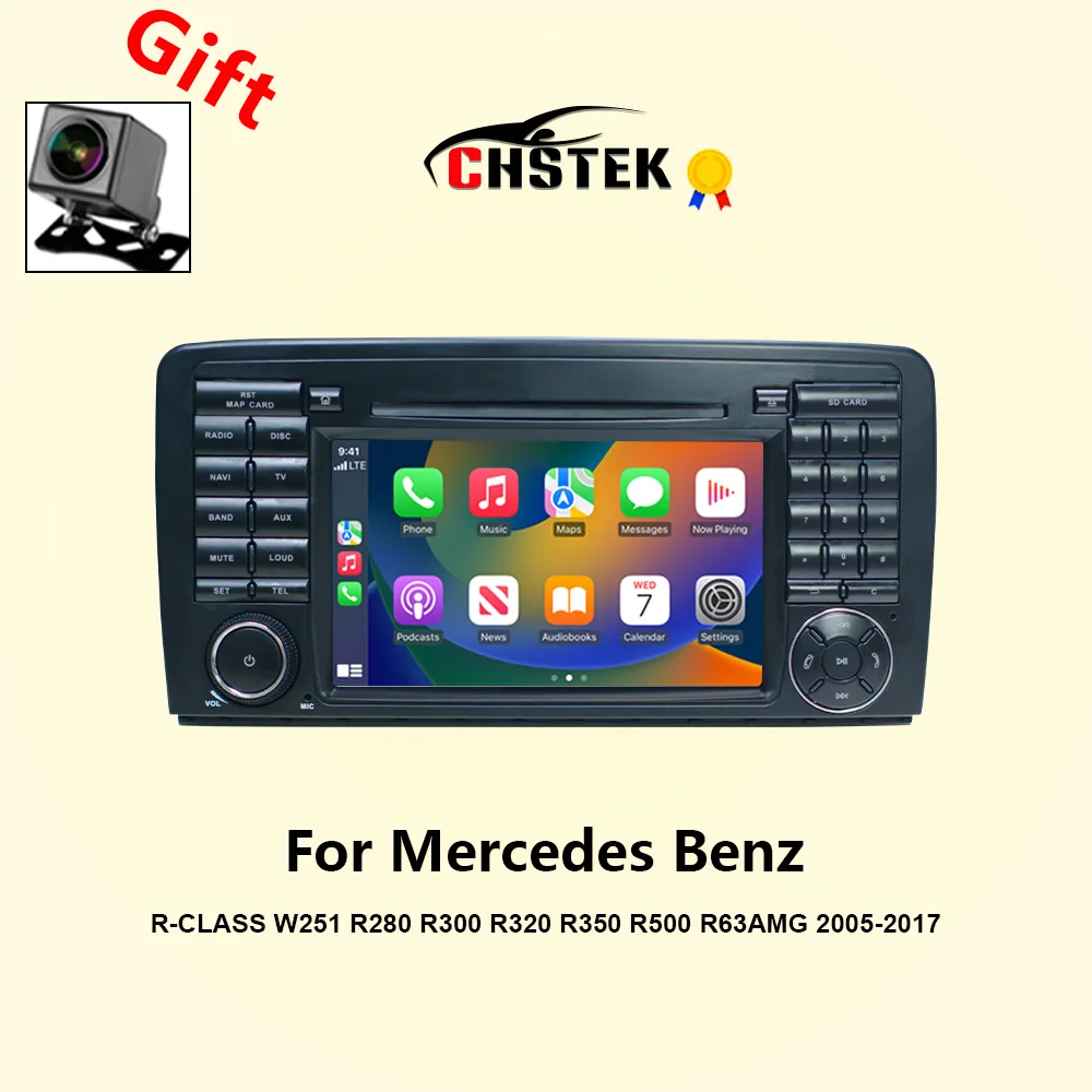 CHSTEK Car Radio Android 13 Carplay For Mercedes Benz R-Class W251 R280 R300 R320 R350 R500 2005-2017 Bluetooth GPS 256G WIFI 4G