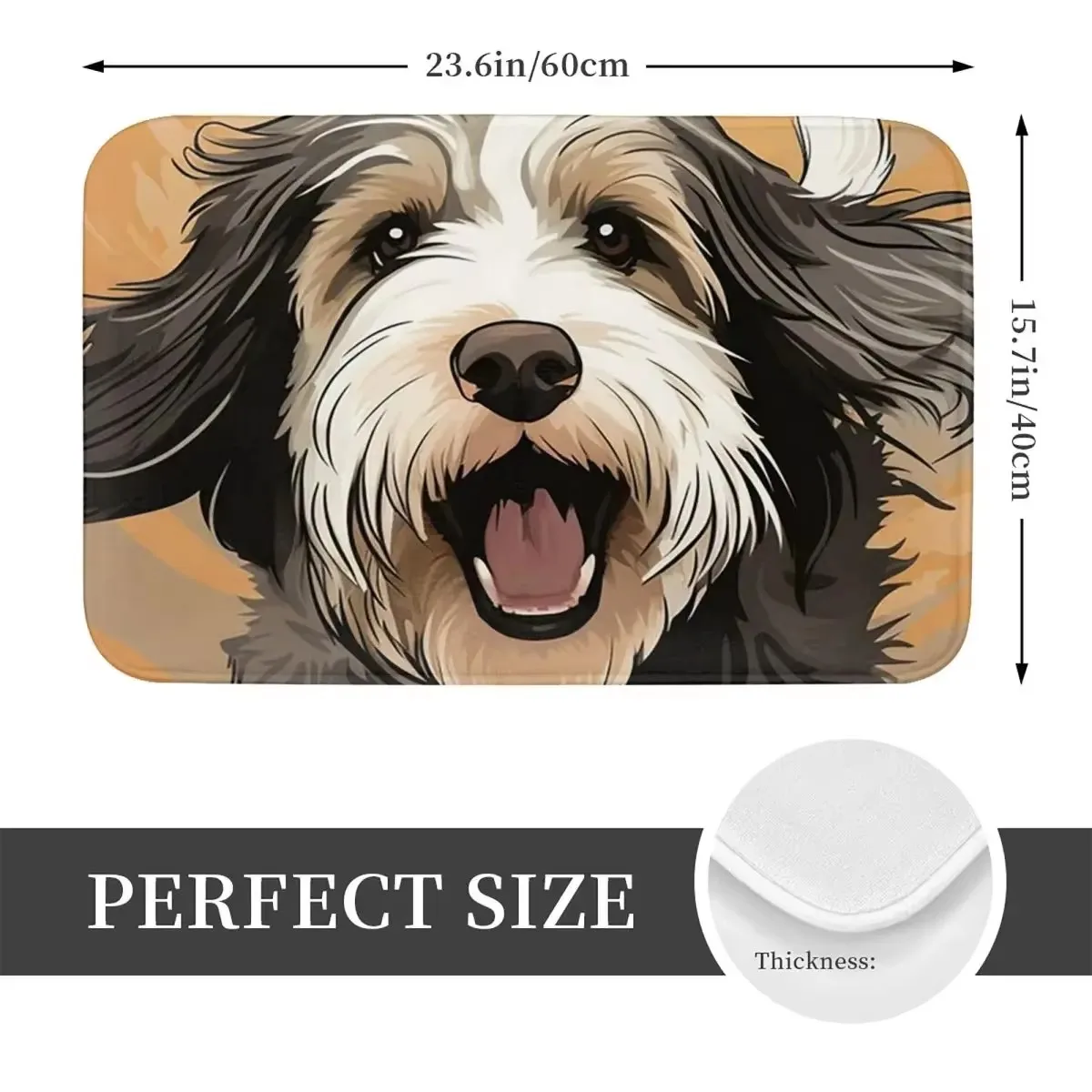 Bearded Collie Funny Dog Doormat Non-slip Floor Mat Flannel Printed Entrance Rug Home Decor