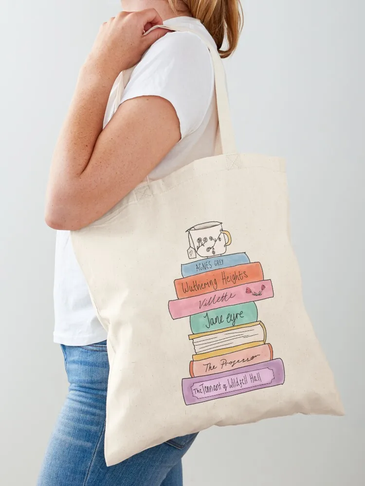 Bronte sisters book stack Tote Bag custom fabric bag cloth bag woman Shopper handbag
