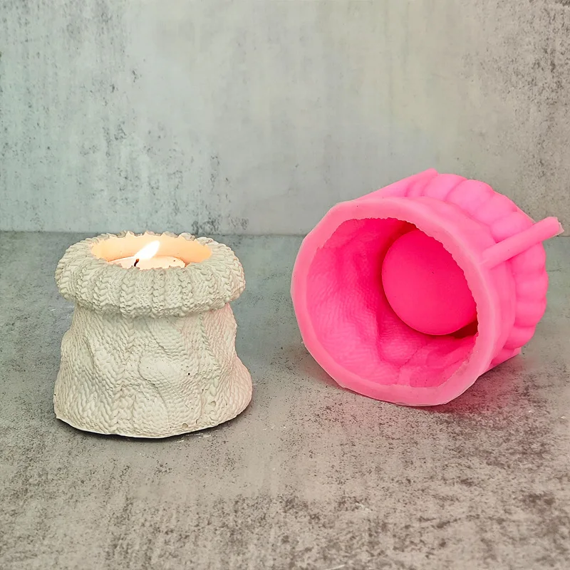 DIY woven sweater succulent plant flowerpot resin silicone mold woven pocket candle cup concrete cement gypsum silicone mold