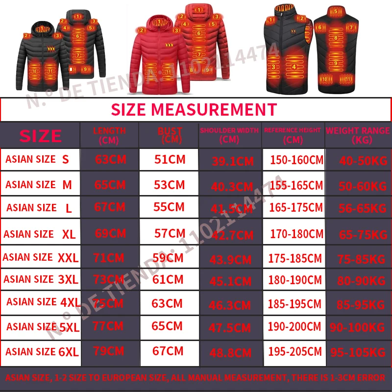 Jaket Hangat Luar Ruangan Pria Wanita Jaket Olahraga Hangat Pakaian Musim Dingin Zona USB2 4 Zona 9 Zona 11 Zona Pemanas Hitam Merah