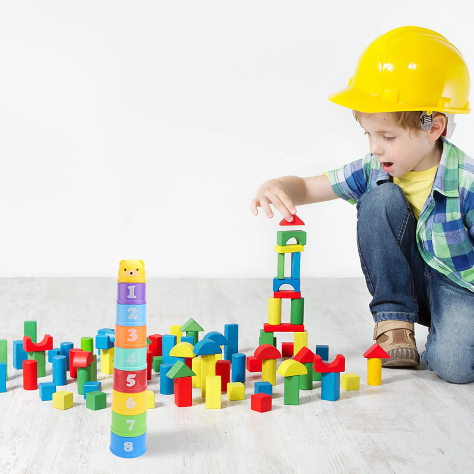 2Sets Cartoon Stacking Cups Sturdy Educational Early Learning Bathing Plaything Bright Colorful Creative Game for Kids