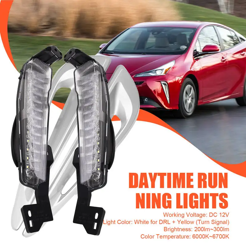 ●LED DRL Daytime Running Lights Fog Light Headlights Turn Signal Light Harness Car Body Kit for Prius 2019 - 2021