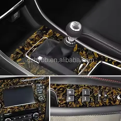 Kristal Gesmeed Koolstofvezel Goud Wrapping Vinyl Film Drooggebonden Auto-interieur Cover Kleur Film voor BMW F30 Koolstofvezel 1.52 m * 15 m