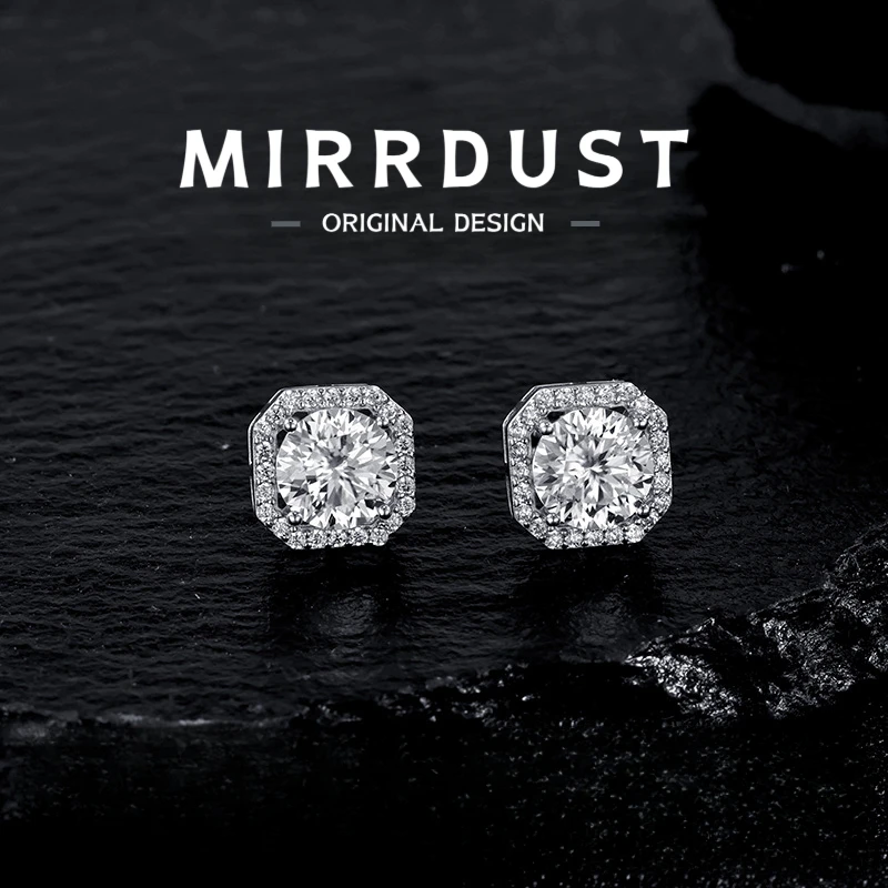 

【Mirrordust】Сребро 925 пробы, изысканные ультра сверхверкающие квадратные серьги-гвоздики с муассанитом высокого класса, нишевые серьги-гвоздики с сахарным кубиком