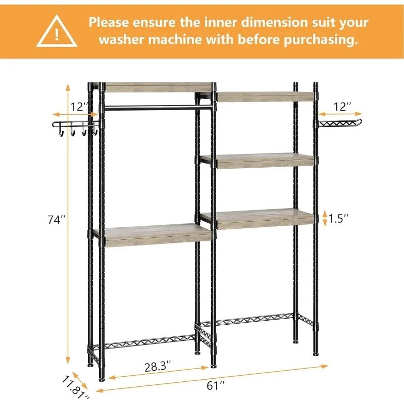 Over The Washer and Dryer Storage Shelf- Laundry Room Organization Space Saving Laundry Drying Clothes Racks Heavy