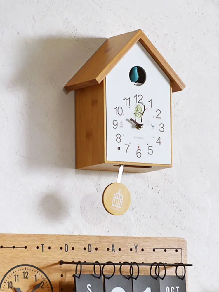 European solid wood cuckoo wall clock living room children's room creative cuckoo bird pendulum clock