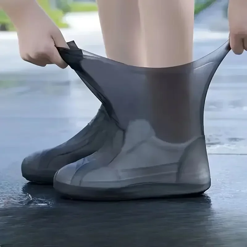 Borracha Rain Boot Overshoes para uso ao ar livre, Silicone impermeável sapato cobre, chuvoso dia sapato capa, reutilizável, antiderrapante, 1 par