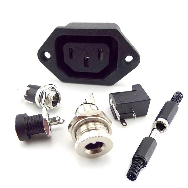 DC siła żeńska dostaw 5.5x2.1mm gniazdo ładowania Jack gniazdo elektryczne złącze montowane na panelu Pcb gwintowane metalowa wtyczka — zdjęcie 4