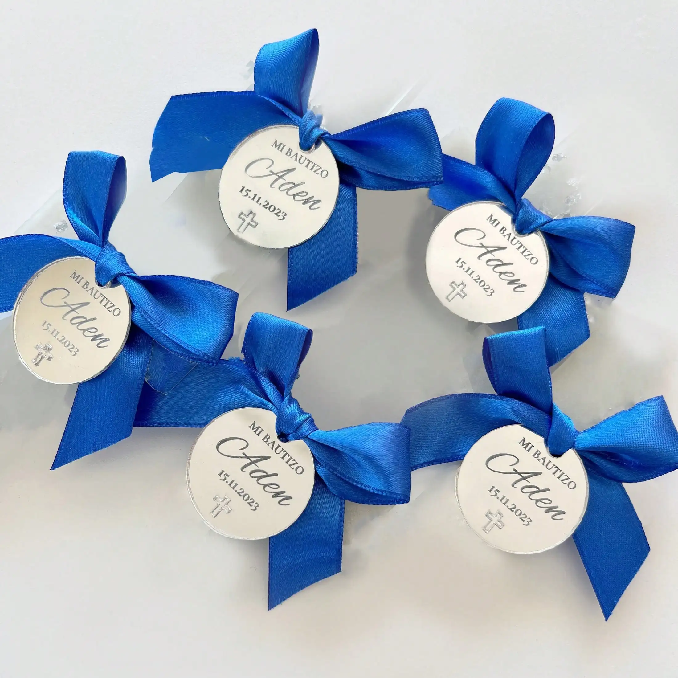 Custom Cross Magnet Baptism Favor, Engraved Name Tag Keepsake for Mi Bautizo, Christening & First Communion