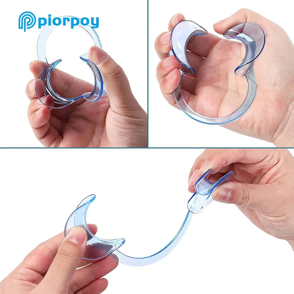 PIORPOY 10Pcs/Bag Disposable Cheek Retractors Dental Mouth Opener C Shape for Teeth Whitening Clear Blue C-Shape Dentist Tools