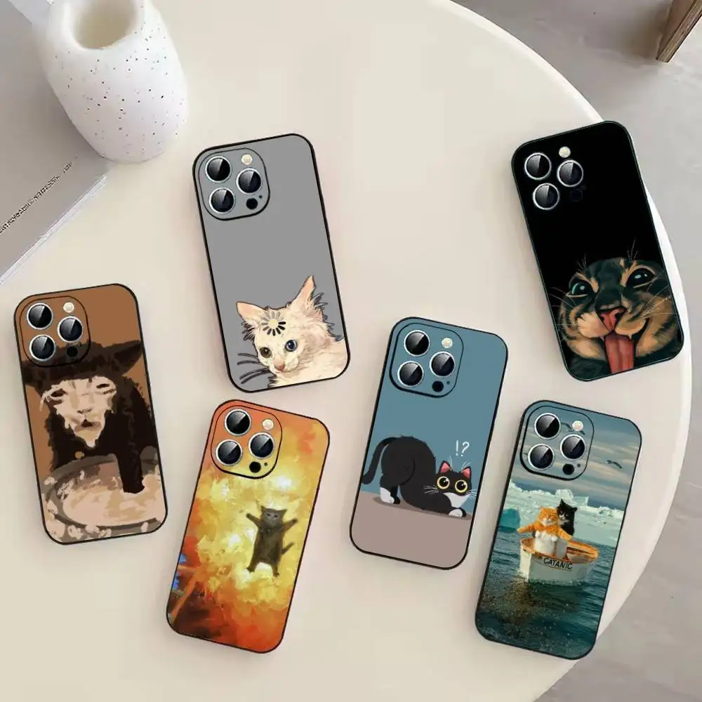 Cat Memes F-Funny Cute Phone Case For iPhone 17, 16,15,14,13,12,11 Plus,Pro Max, Others Soft Black Cover