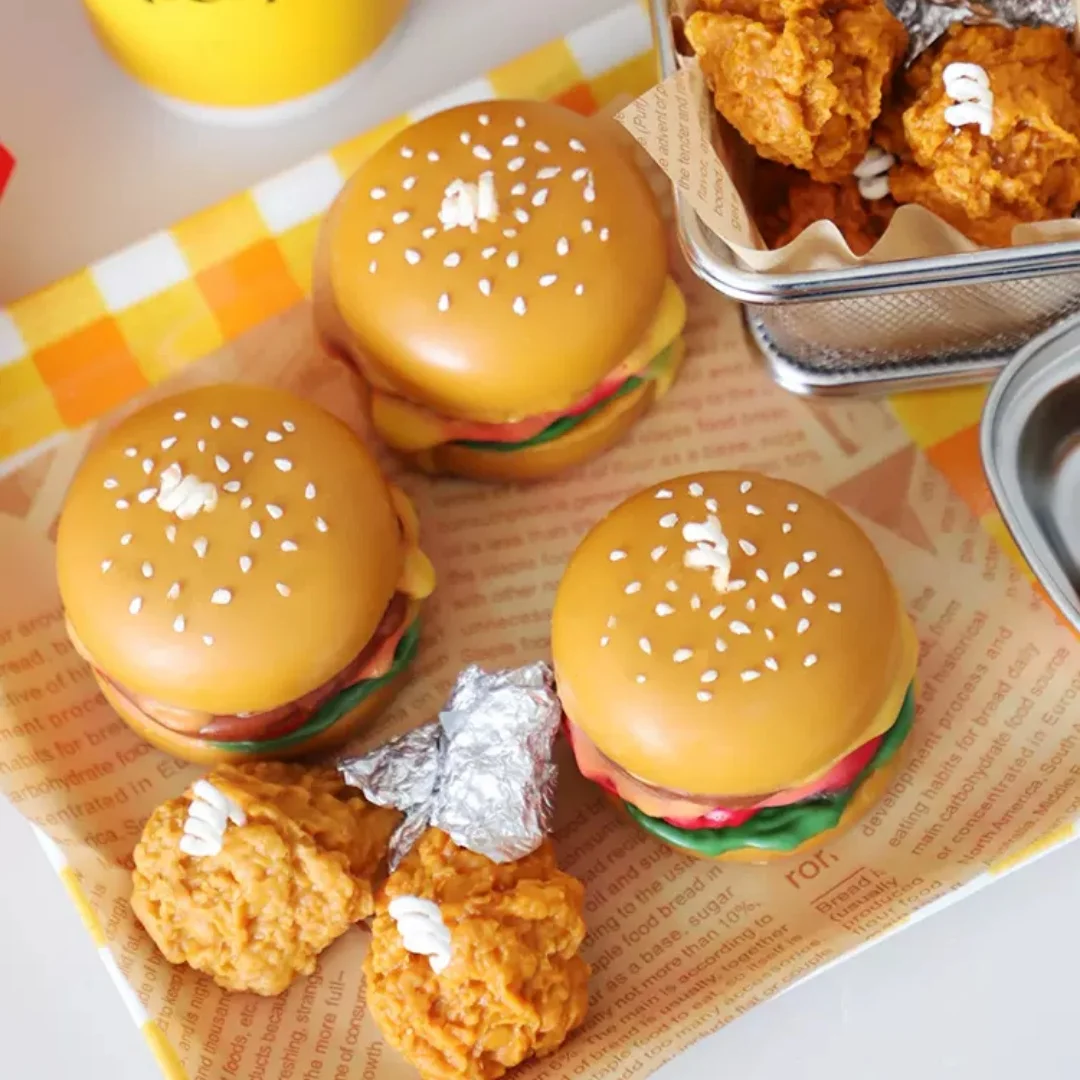 Burger Fried Chicken Wing Model DIY Handmade Aromatherapy Candle Silicone Mold Aromatherapy Gypsum Ornament Moulds