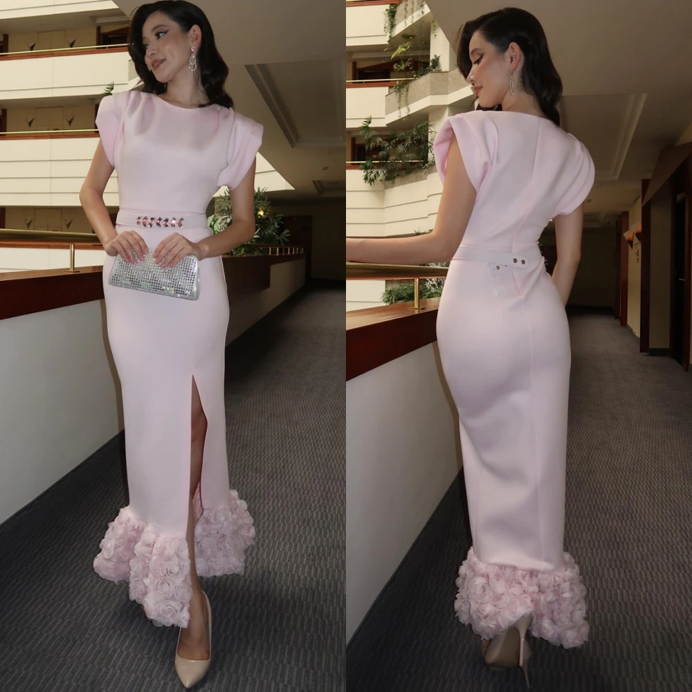 

Customized Modern O-Neck Evening Dress High Quality Satin Prom Dresses Delicate Mermaid Side Slit Special Occasion Gowns