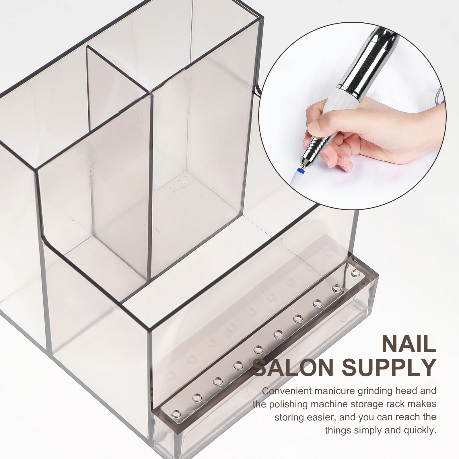 1 قطعة آلة تلميع الأظافر تخزين حامل طحن المقبس قاعدة عرض لتنظيم أداة مانيكير مسمار الفن صالون Diy بها بنفسك #2