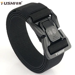 TUSHI-cinturón táctico de liberación rápida para hombre y mujer, cinturón militar de nailon Real suave para exteriores, accesorios deportivos, negro, genuino, nuevo