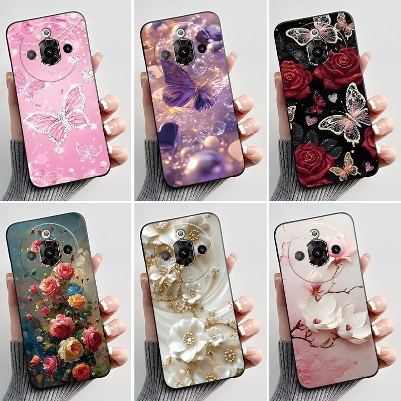 For Nubia Focus Pro 5G Z2351N Case Luxury Fashion Butterfly Flowers Soft Silicone Black Cover for ZTE Nubia Focus Pro Phone Case