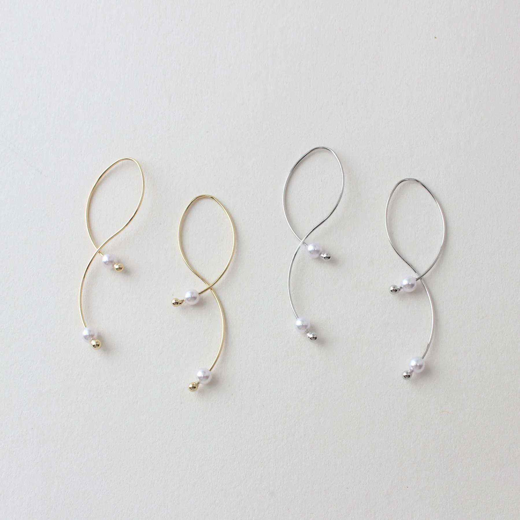 

4PCS 14K Gold Plated Brass Irregular Simple Line Pearl Pendant DIY Handmade Jewelry Making Supplies Material Accessories