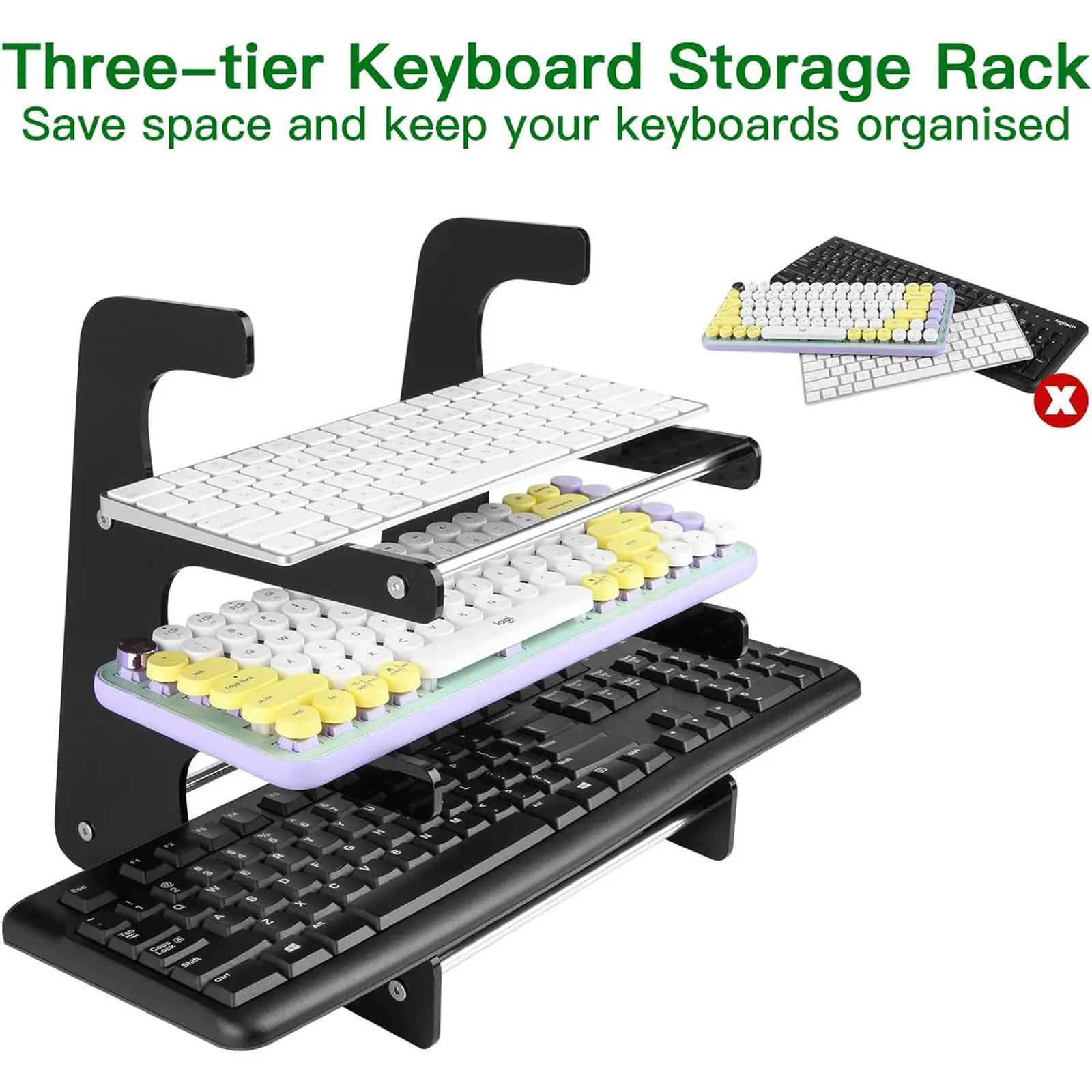 Imagem -02 - Suporte para Teclado Tier Acrílico Frame Riser Mouse Organizer para Escritório Salas de Estudo Mesa Casa