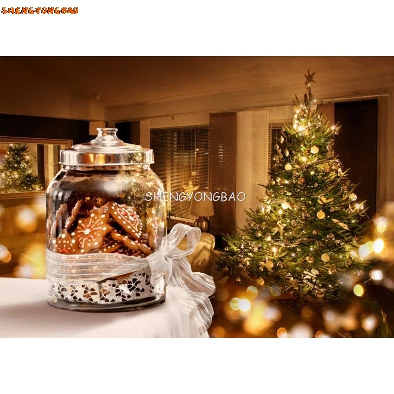 SHENGYONGBAO Nghệ Thuật Vải Ngày Giáng Sinh Chụp Ảnh Phông Nền Chống Đỡ Cây Giáng Sinh Lễ Hội Studio Ảnh Nền XT20924SD-13